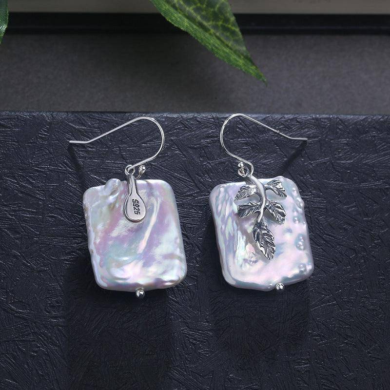 Flower Square Baroque Pearl Necklace Sterling Silver