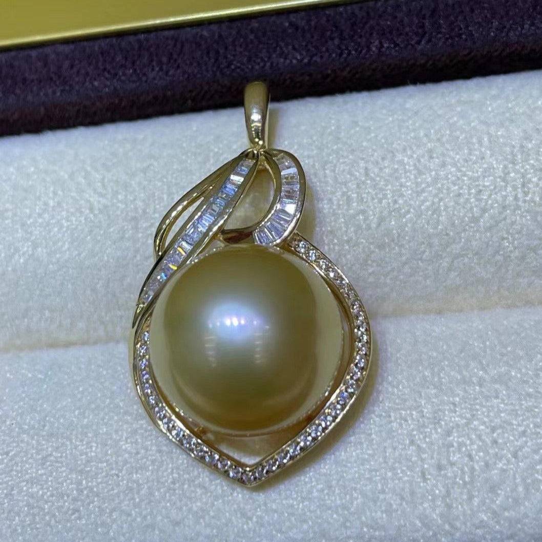 Golden South Sea Pearl Angel Pendant
