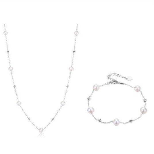 Jessica Pearl Necklace and Bracelet Set