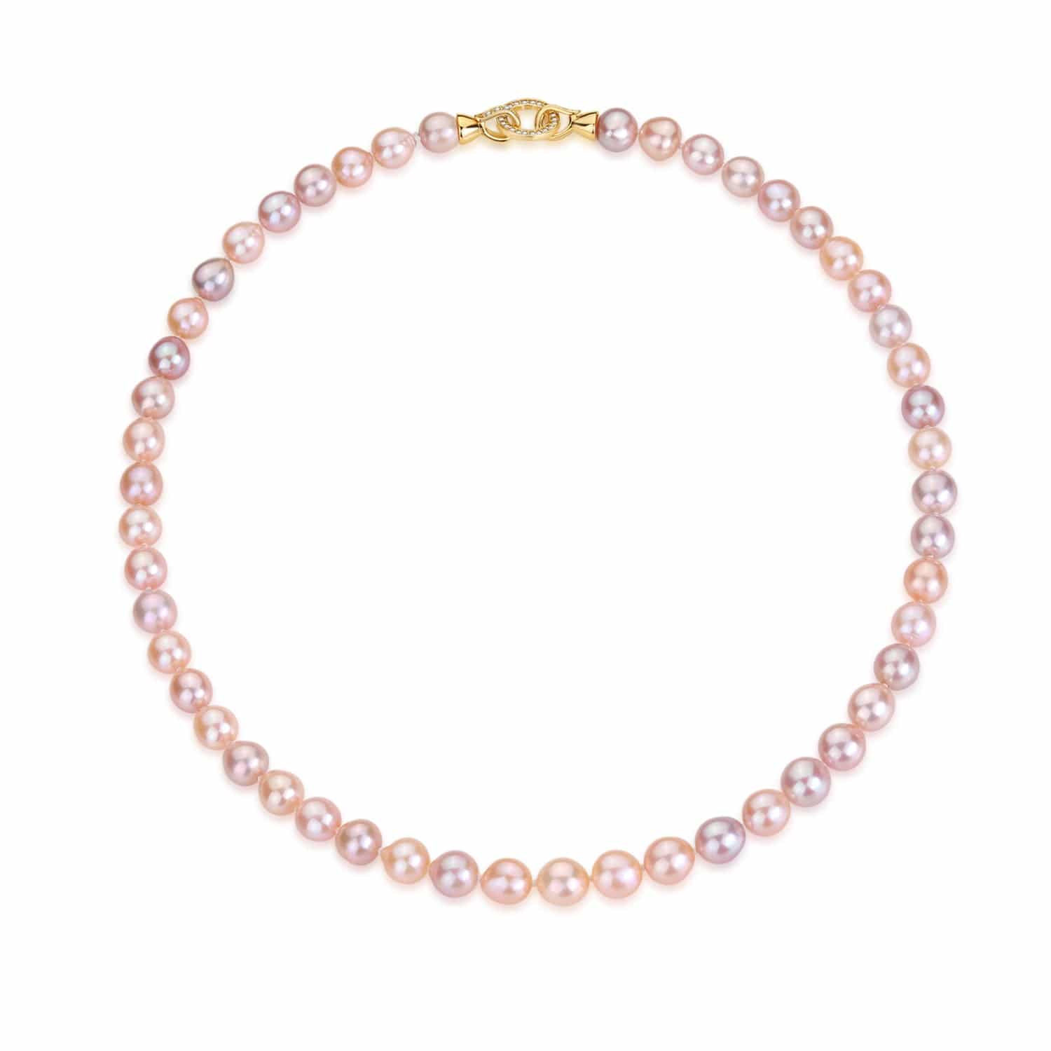 Multicolor 8-9mm AAA Chinese Akoya Cultured Pearl Necklace
