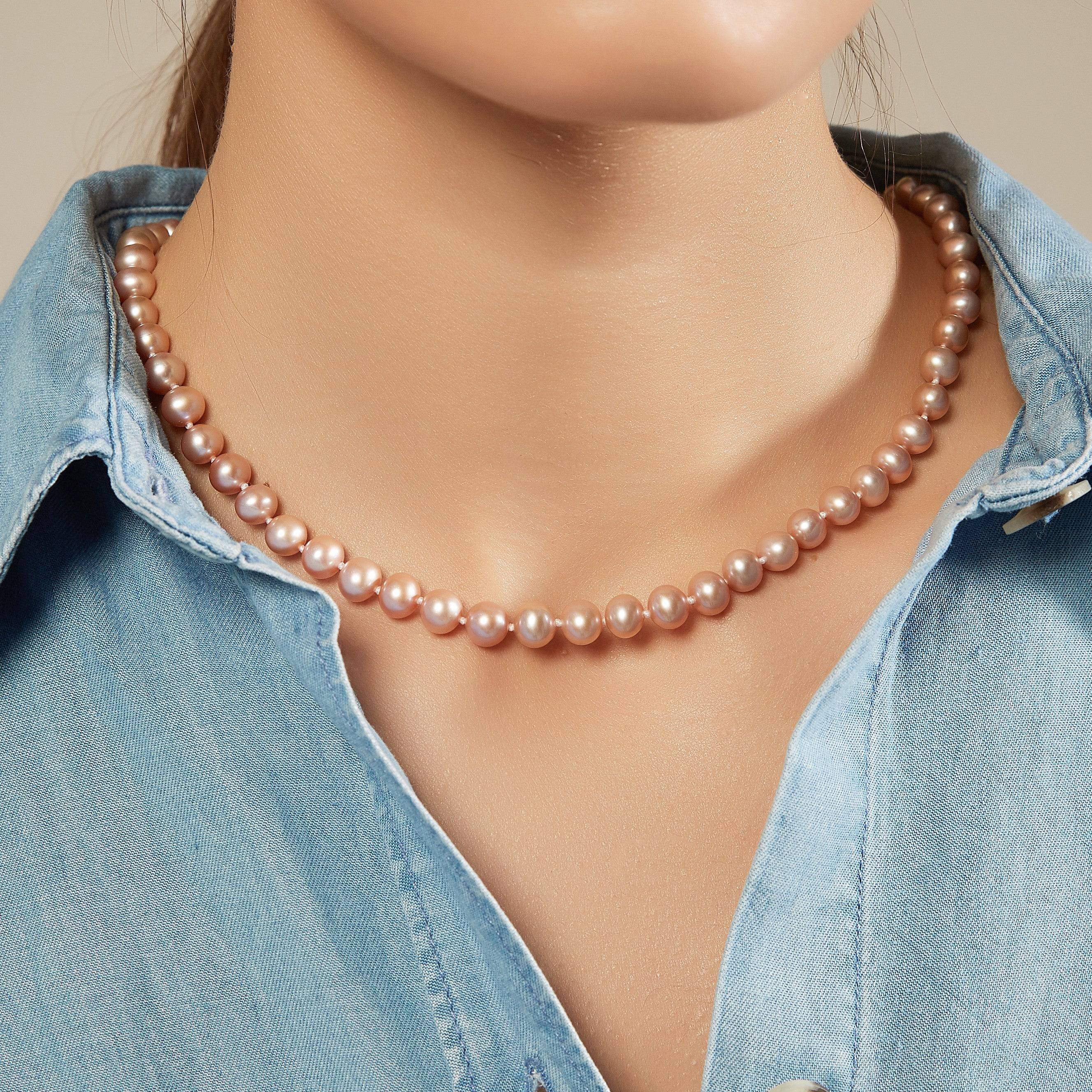 Purple Freshwater Pearl Necklace,7.5-8mm