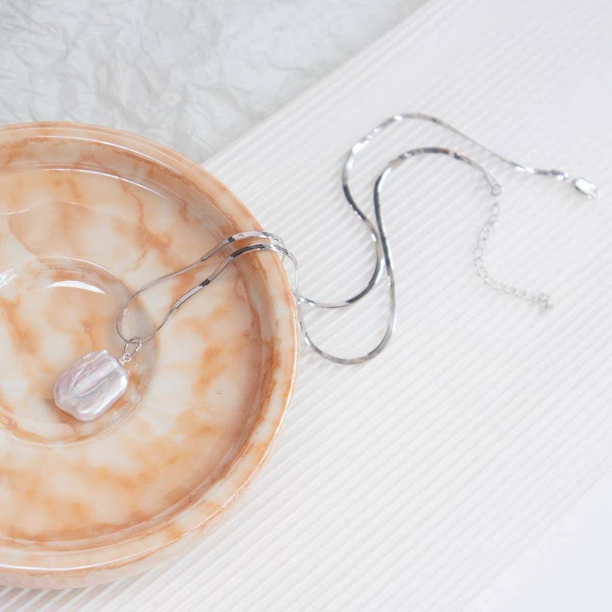 Baroque Freshwater Pearl Herringbone Chain Necklace