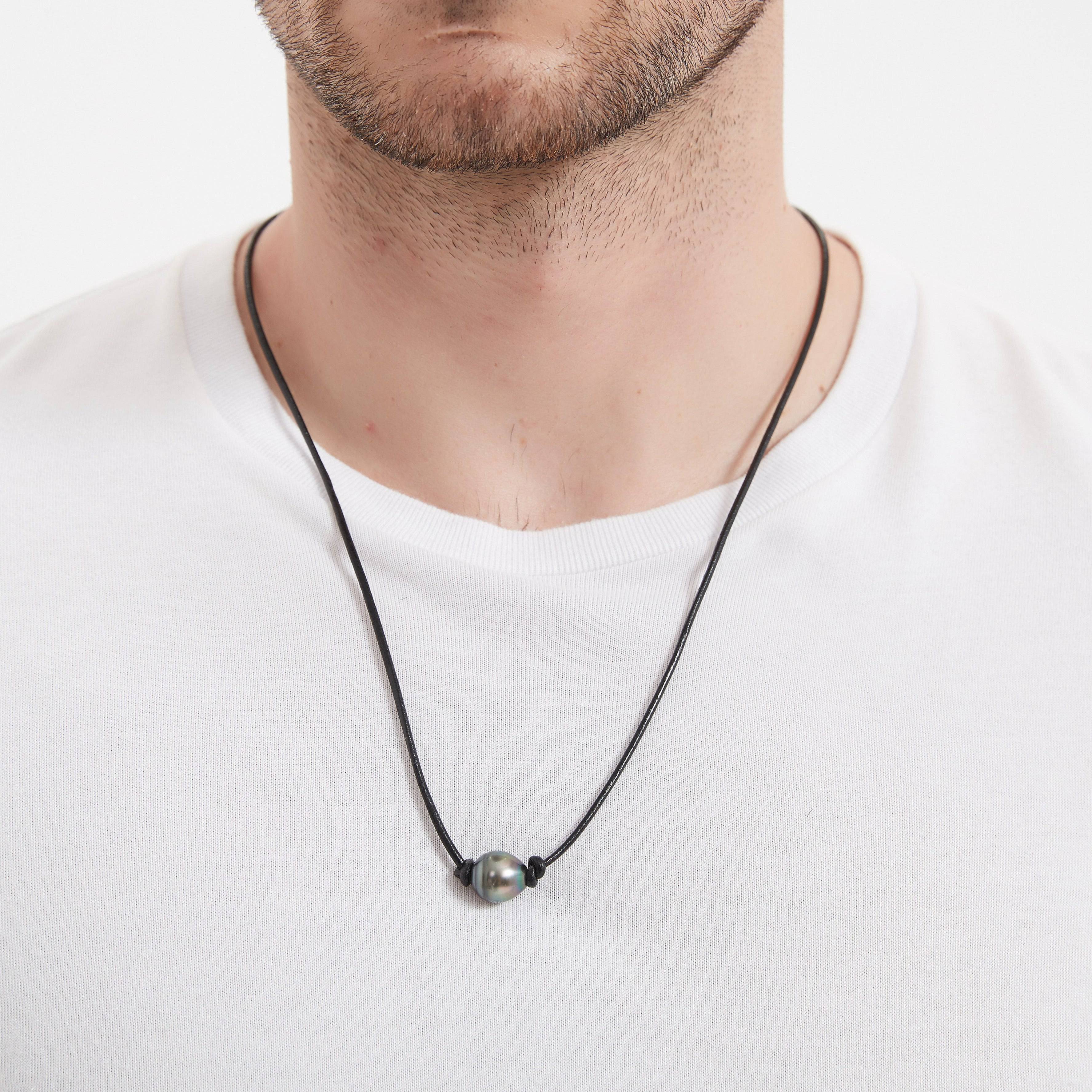 Tahitian Baroque Pearl Knotted Leather Necklace