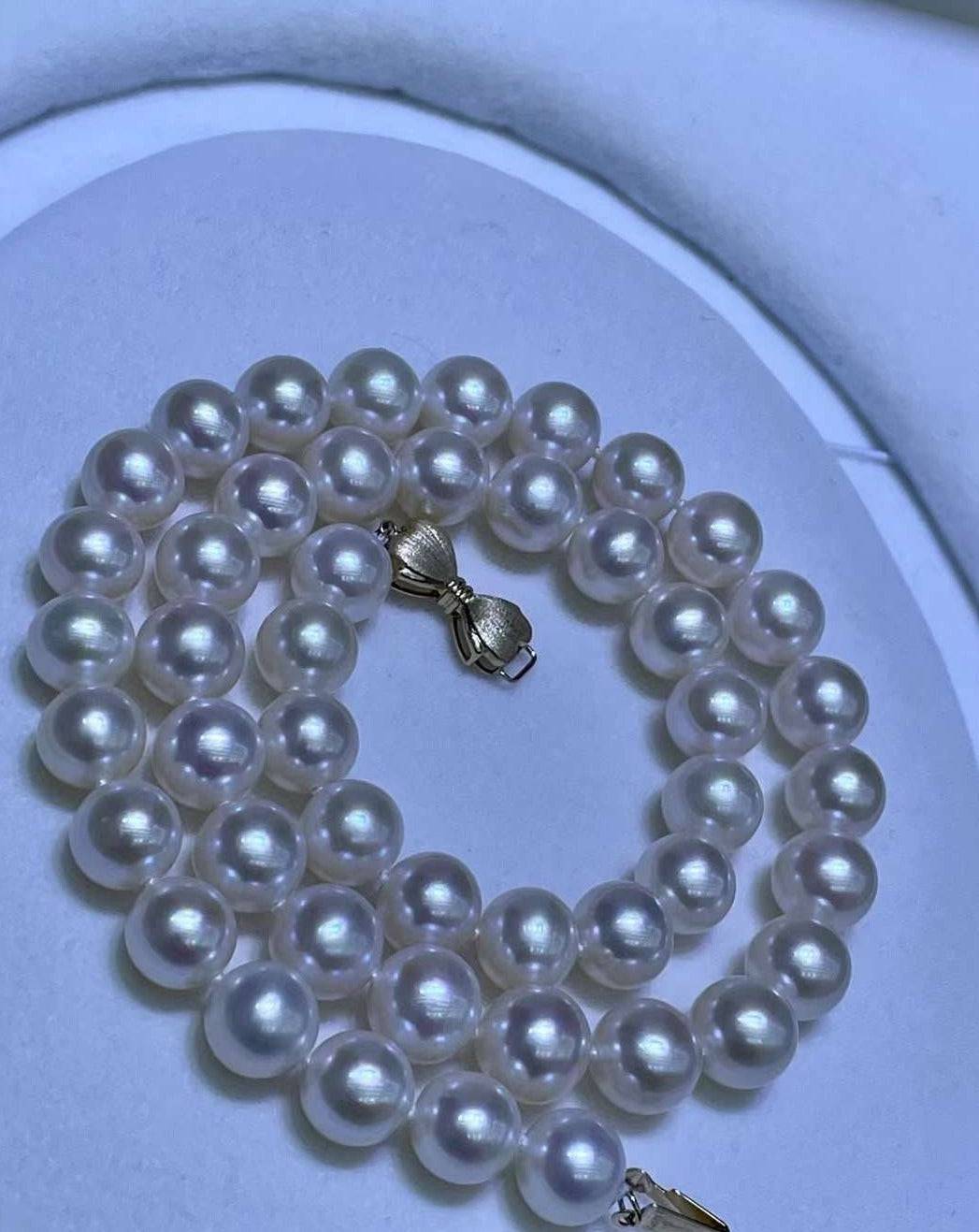 Top Selected White 9-10mm Freshwater Akoya Cultured Pearl Necklace