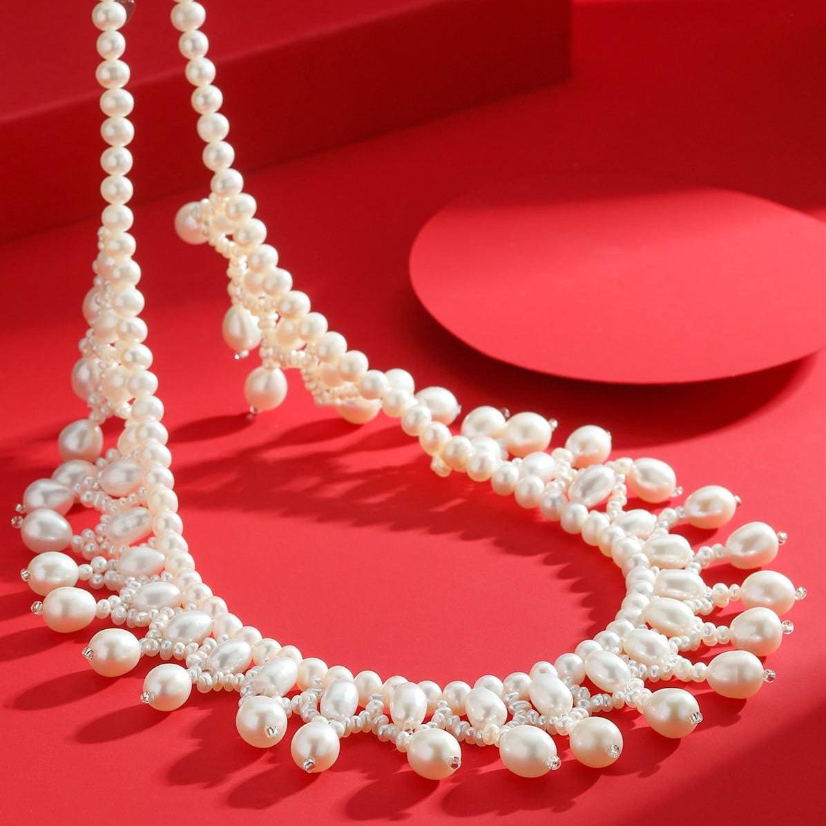 Vintage Triple-Layer Handcrafted Pearl Necklace