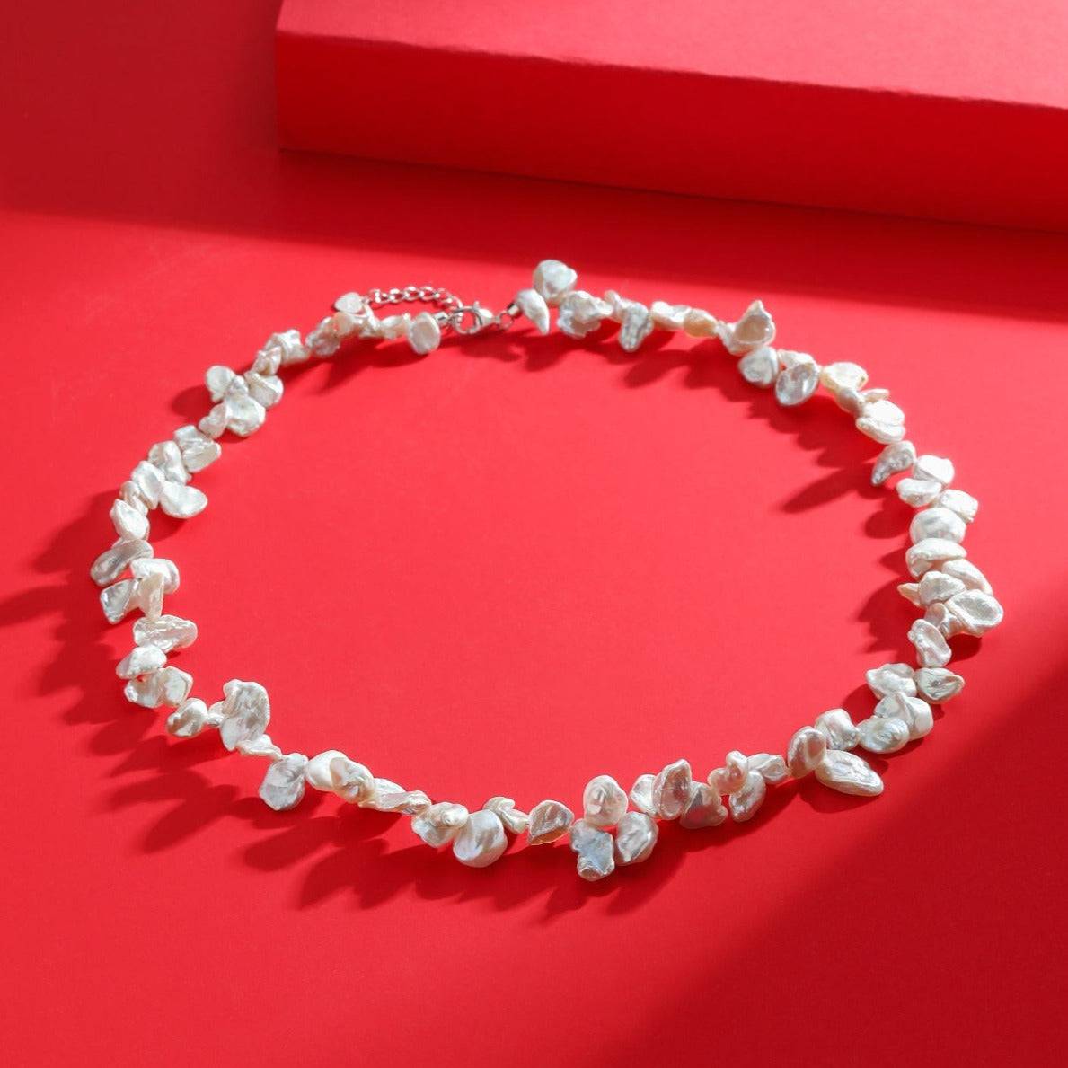 White Keshi Petal Pearl Necklace