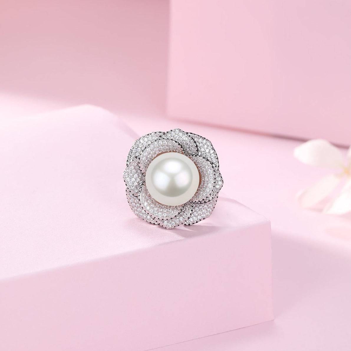 11-12mm Freshwater Pearl & Miya Zirconia Pearl Ring