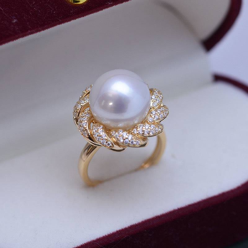 12-13mm Pearl CZ Wreath Ring