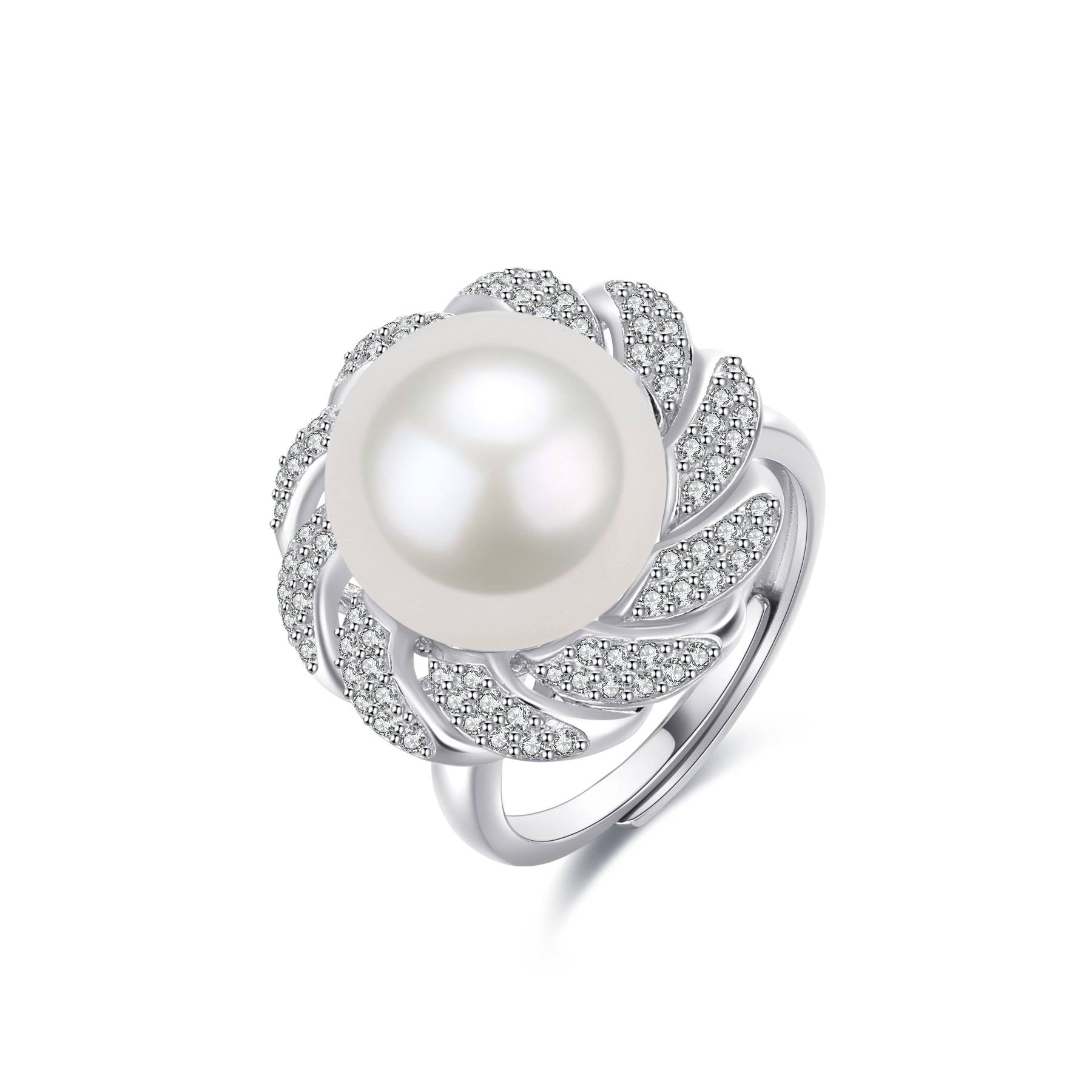 12-13mm Pearl CZ Wreath Ring