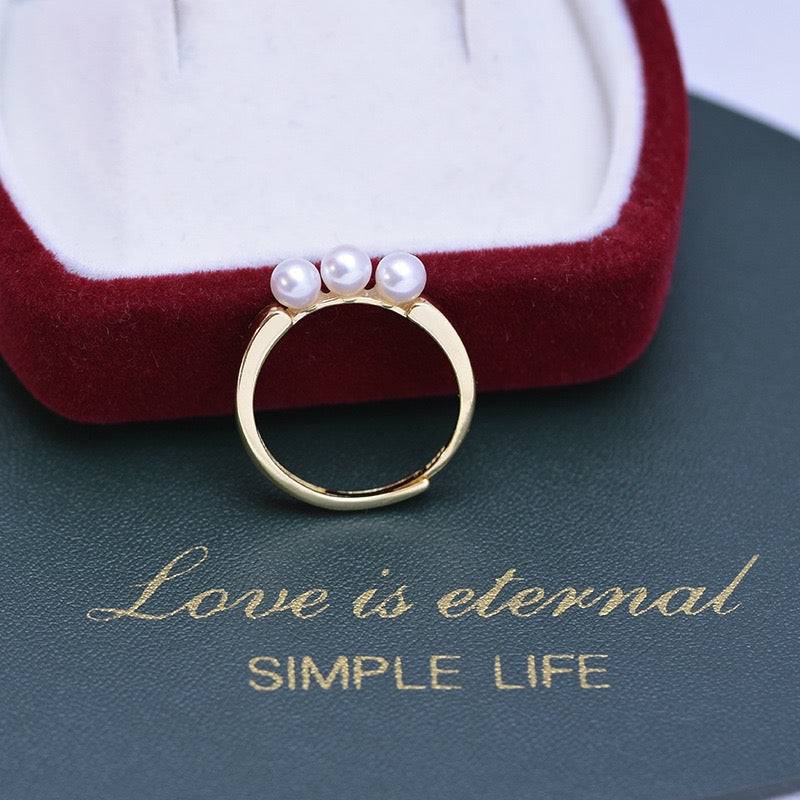 4-4.5mm Freshwater 3 Pearls Ring