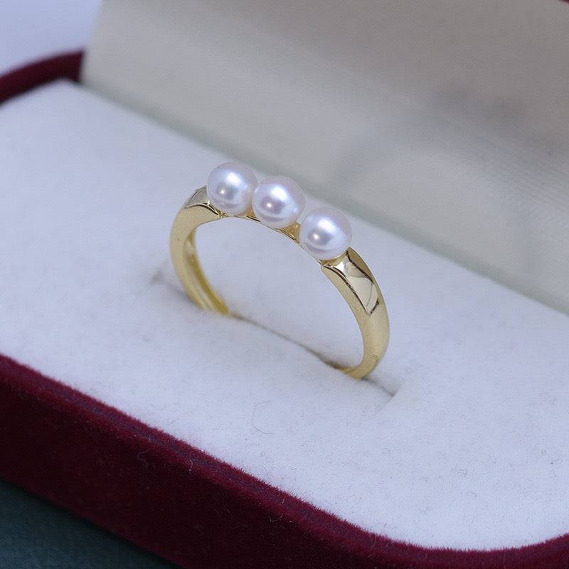 4-4.5mm Freshwater 3 Pearls Ring