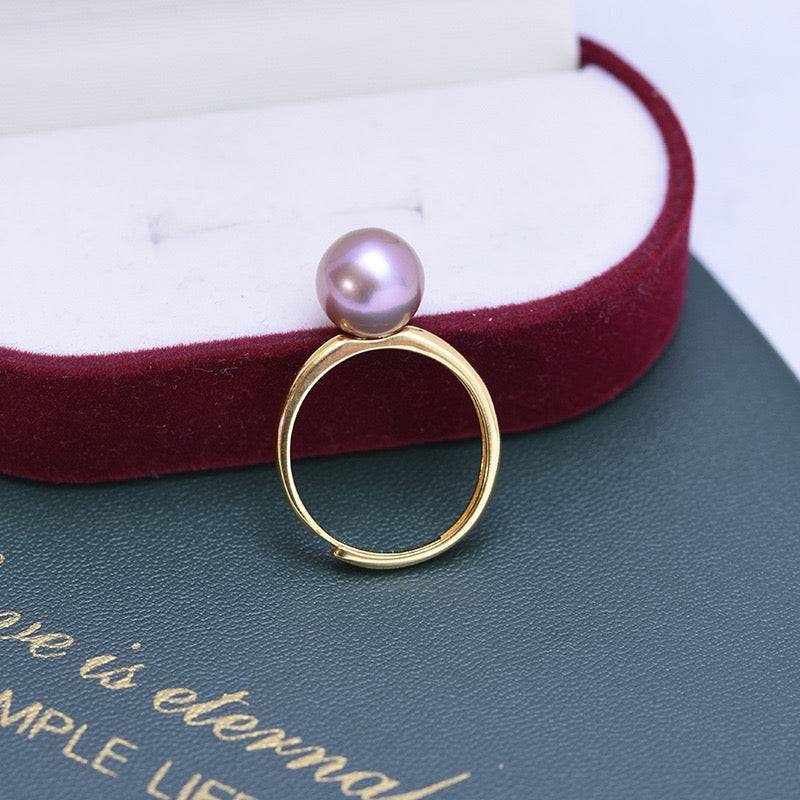 9-10mm Purple Freshwater Pearl & Modern Ring