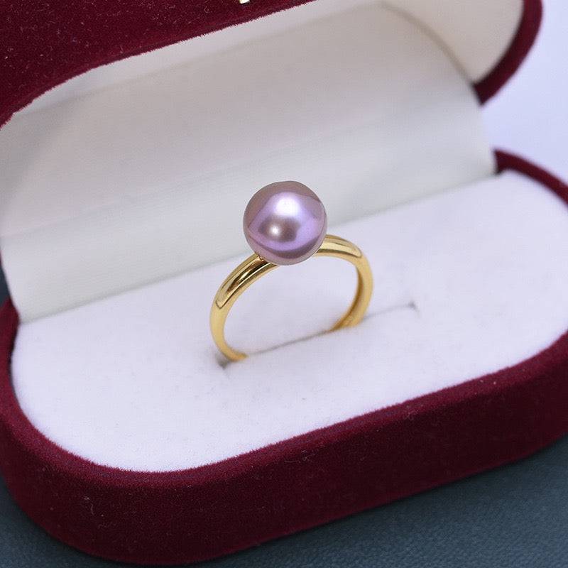 9-10mm Purple Freshwater Pearl & Modern Ring