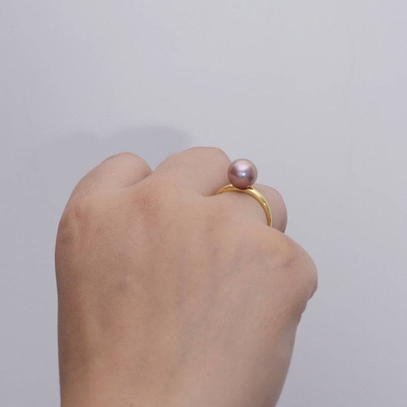 9-10mm Purple Freshwater Pearl & Modern Ring