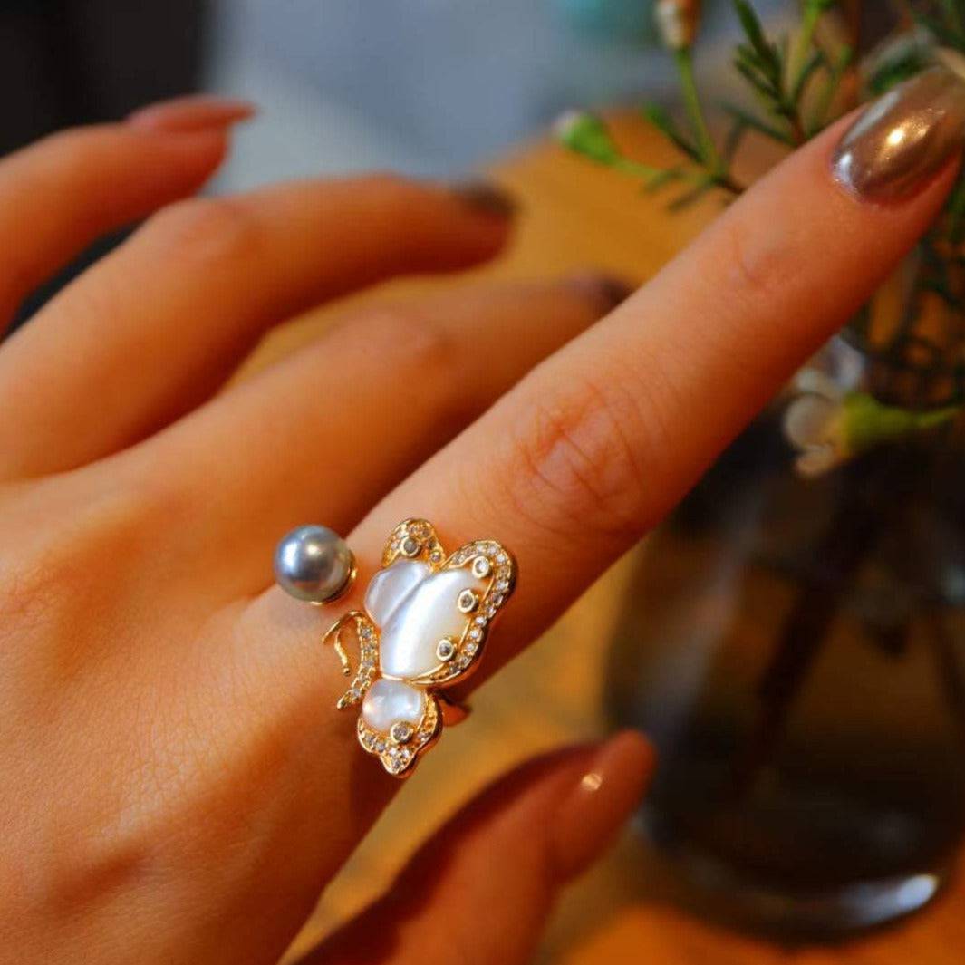 Butterfly Akoya Mother of Pearls Ring