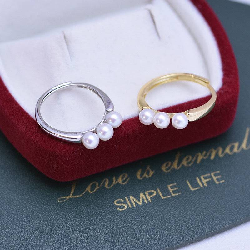 4-4.5mm Freshwater 3 Pearls Ring
