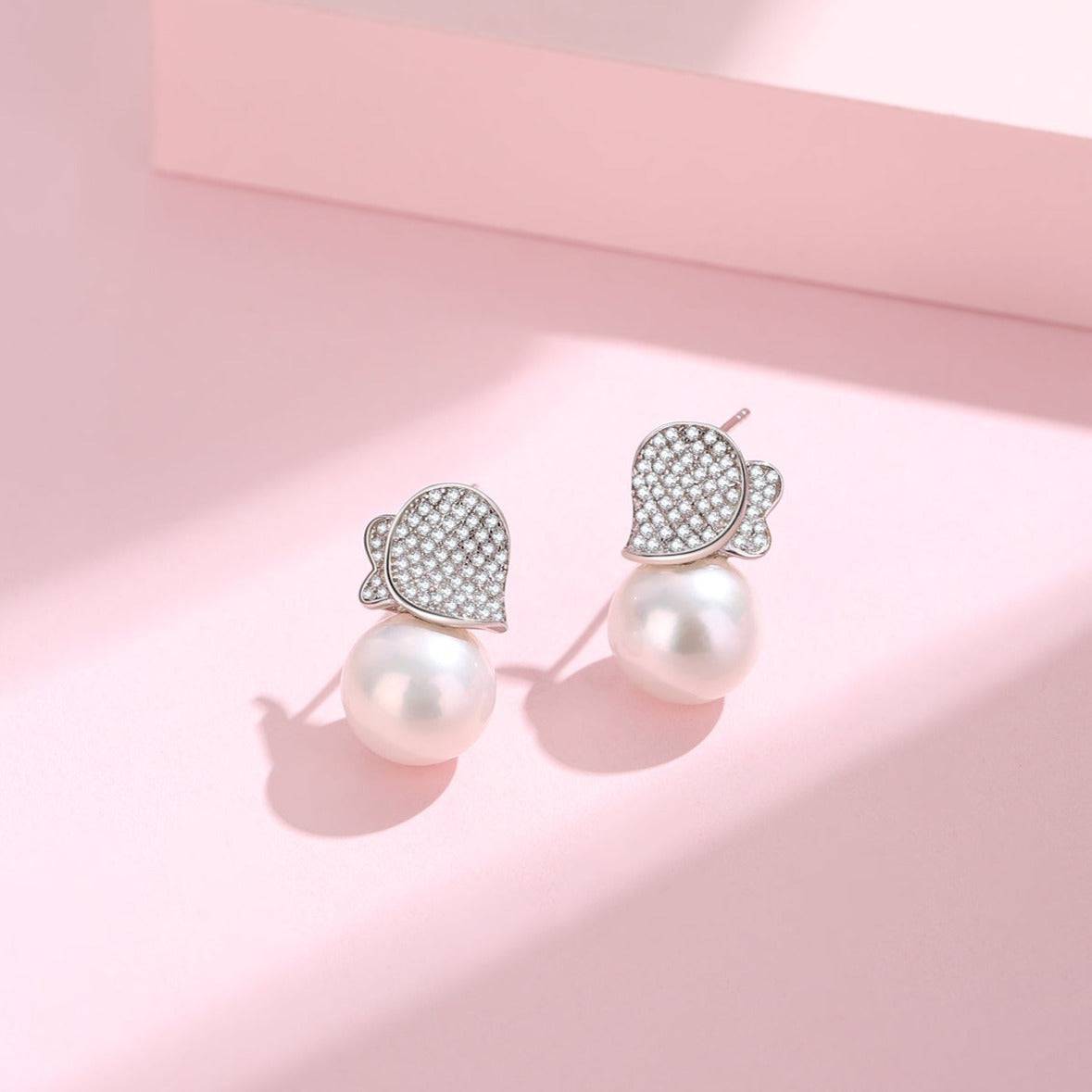 10-11mm Freshwater Pearl & Buds of May Necklace and Earrings ( Purchase Individually)