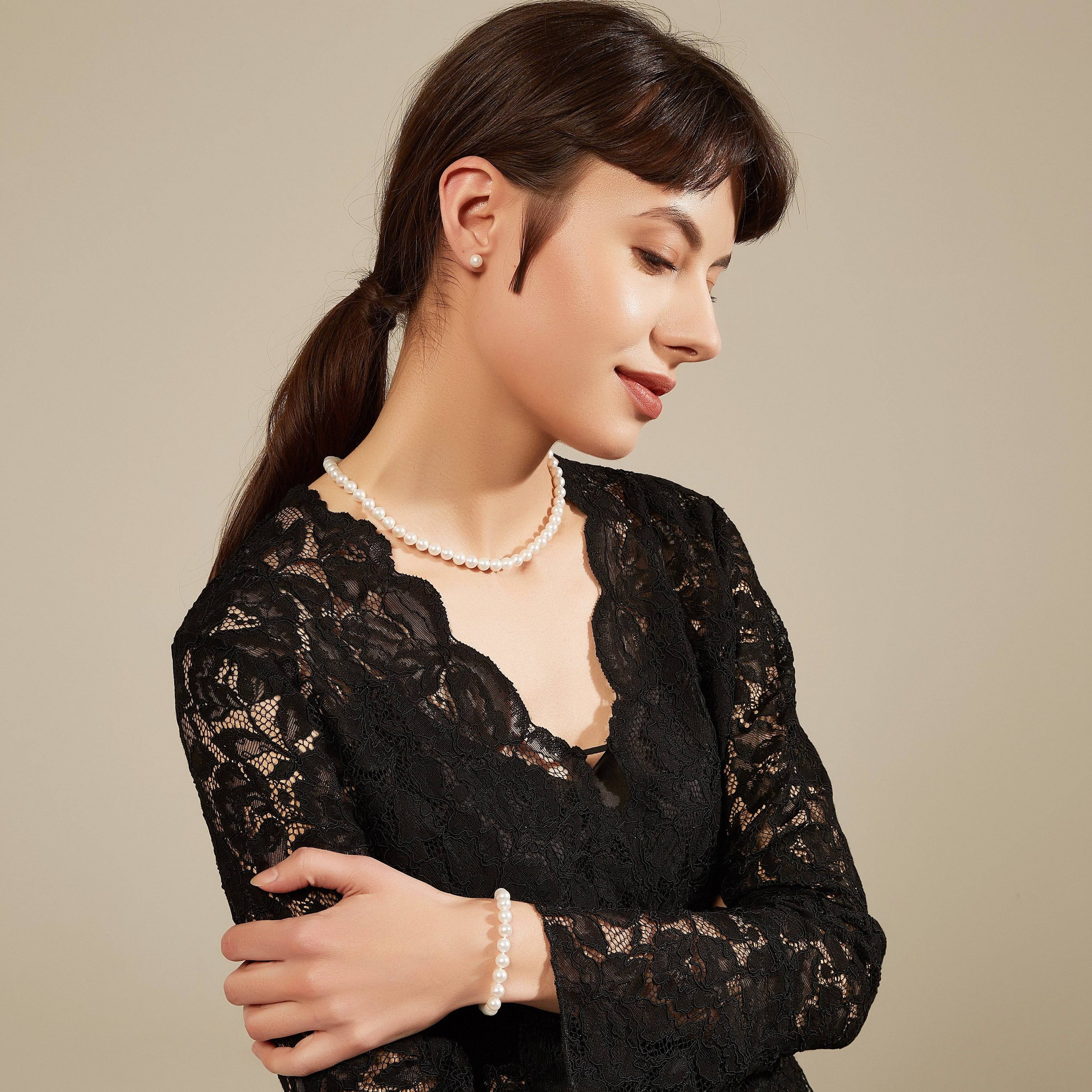 8-9mm White Freshwater Pearl 3-Piece Jewelry Set