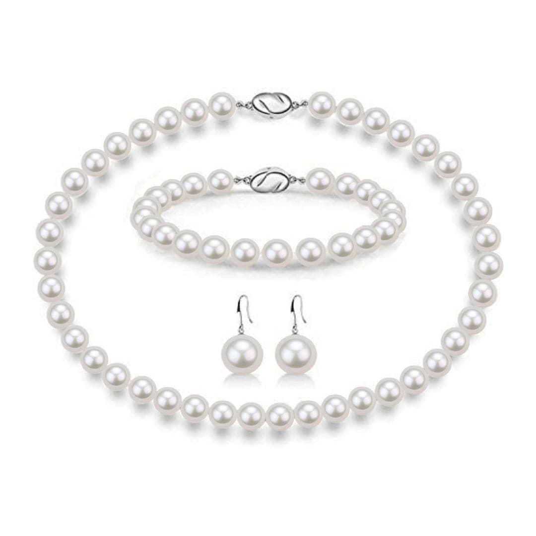 8-9mm White Freshwater Pearl 3-Piece Jewelry Set