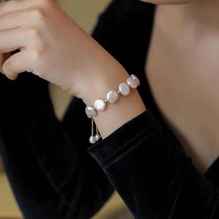 Coin Pearl Necklace Bracelet and Earrings (Purchase Individually)