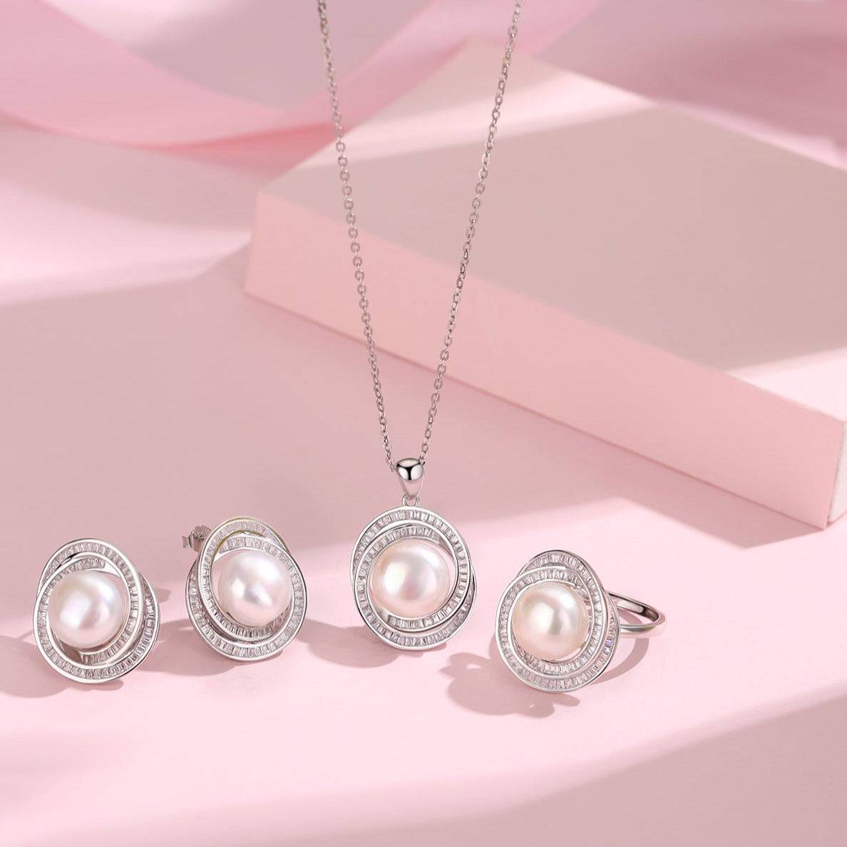 Freshwater Pearl &Tamsin Necklace Earrings Ring Set( Purchase Indivudually)