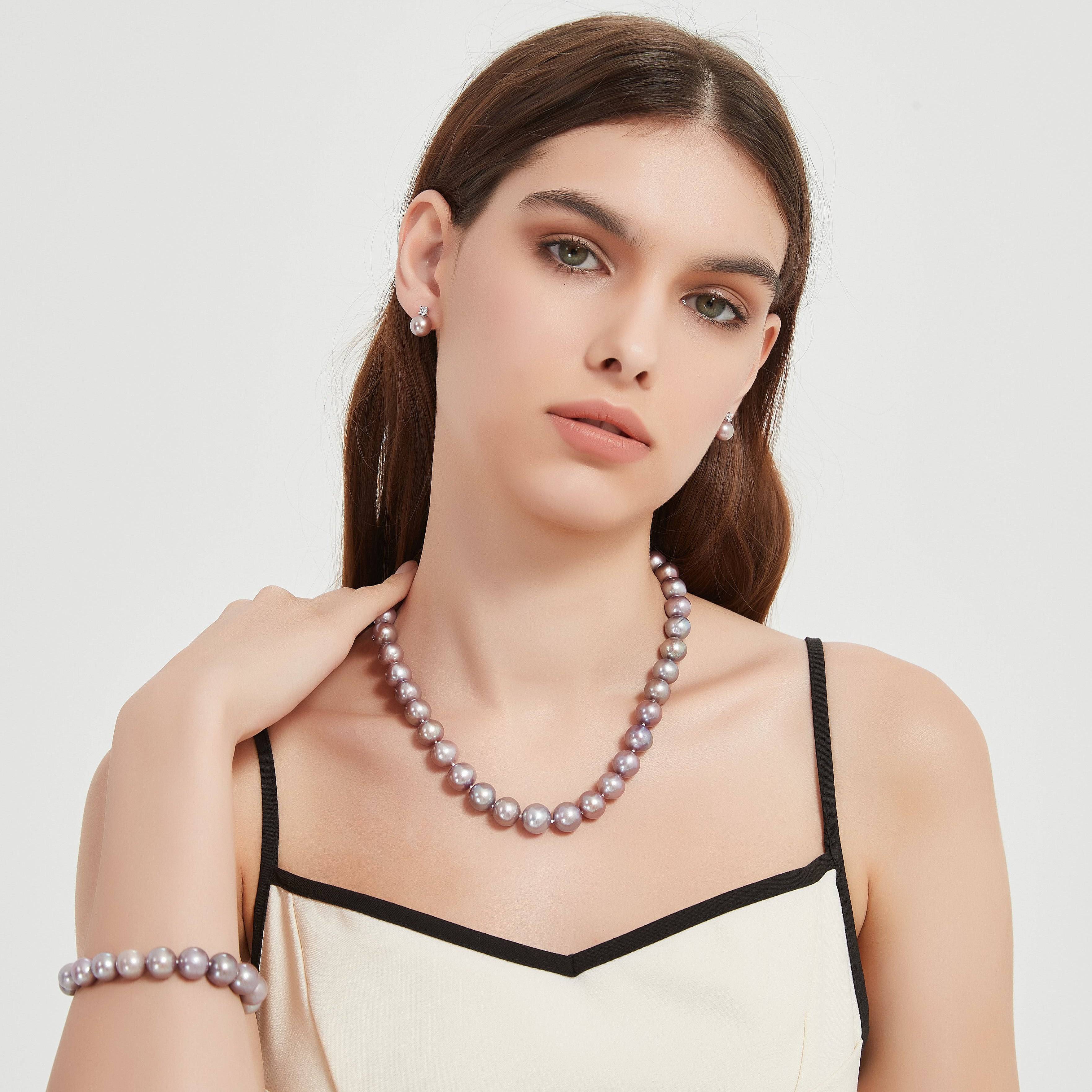 Purple 10-12mm Edison Pearl Necklace and Bracelet Set