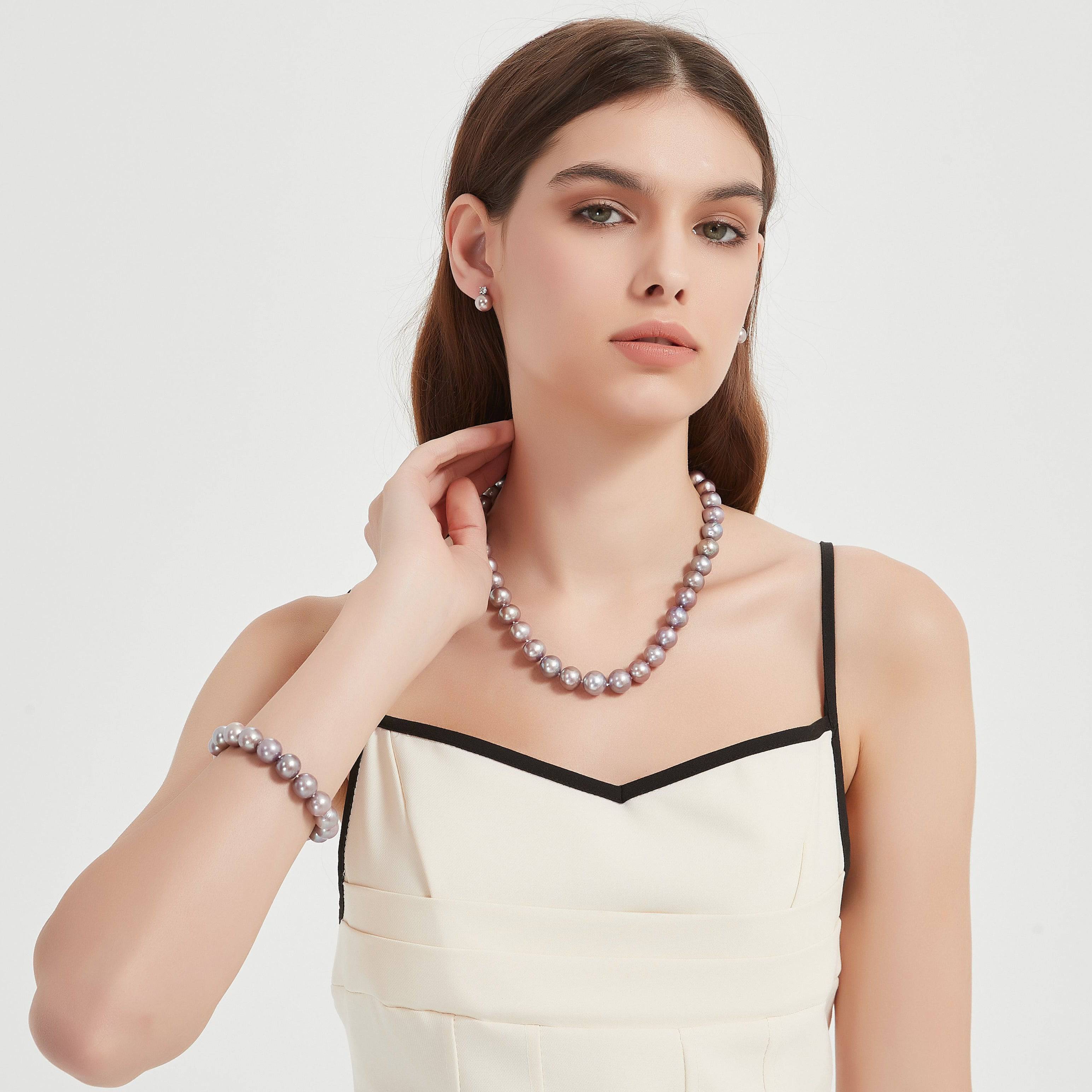 Purple 10-12mm Edison Pearl Necklace and Bracelet Set