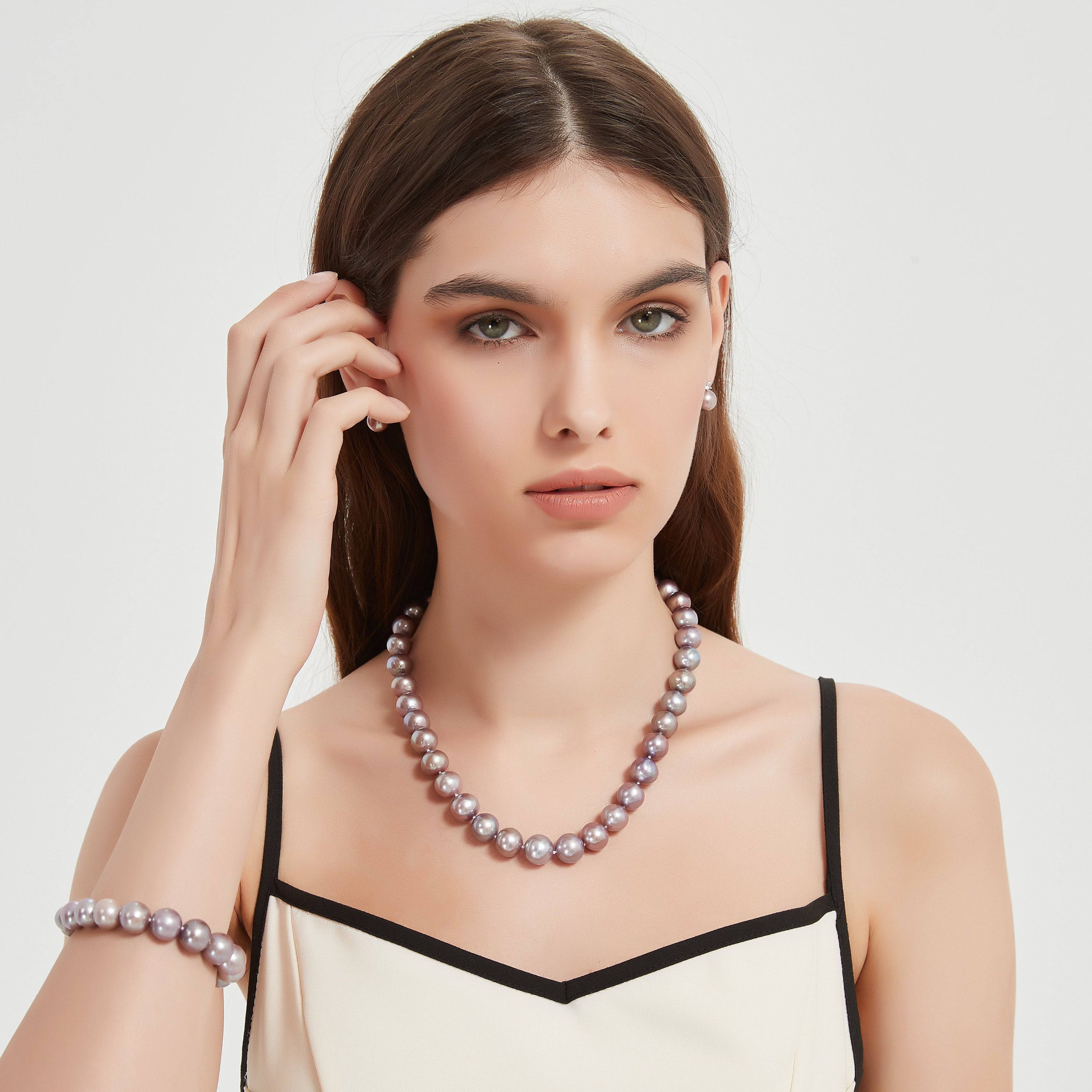 Purple 10-12mm Edison Pearl Necklace and Bracelet Set